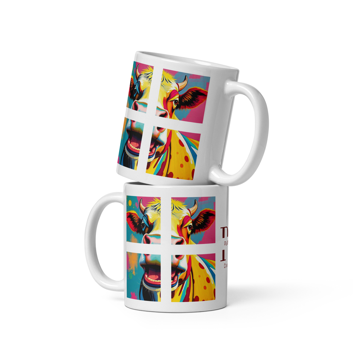 Cow Pop Art White Glossy Mug by Plaid Cow Designs