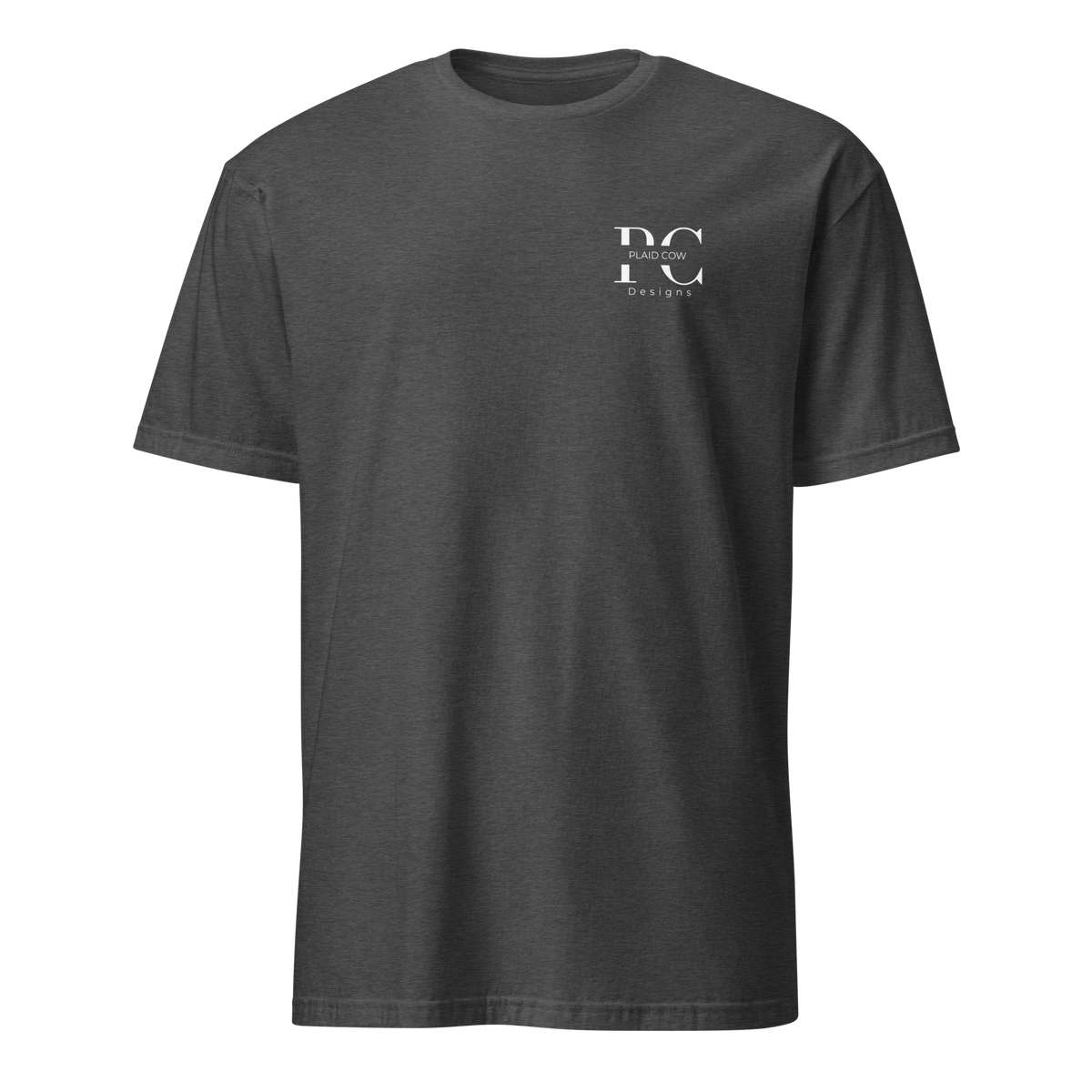 We Run Towards the Storm lineman T-shirt dark heather grey front view by Plaid Cow Designs